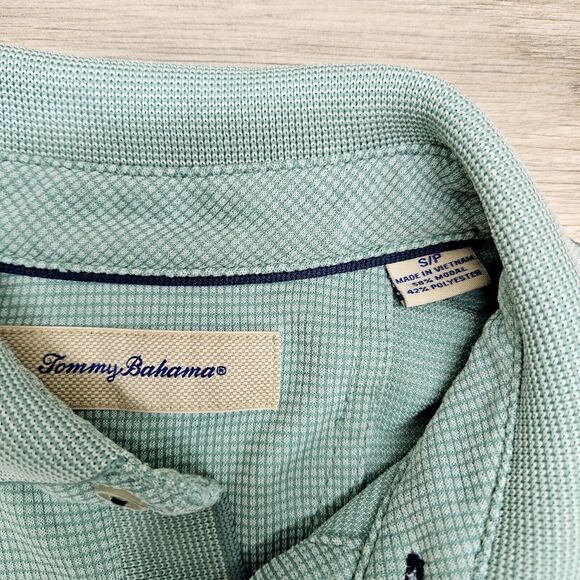 TOMMY BAHAMA Mens Teal Green Polo Shirt Small - Picture 9 of 10